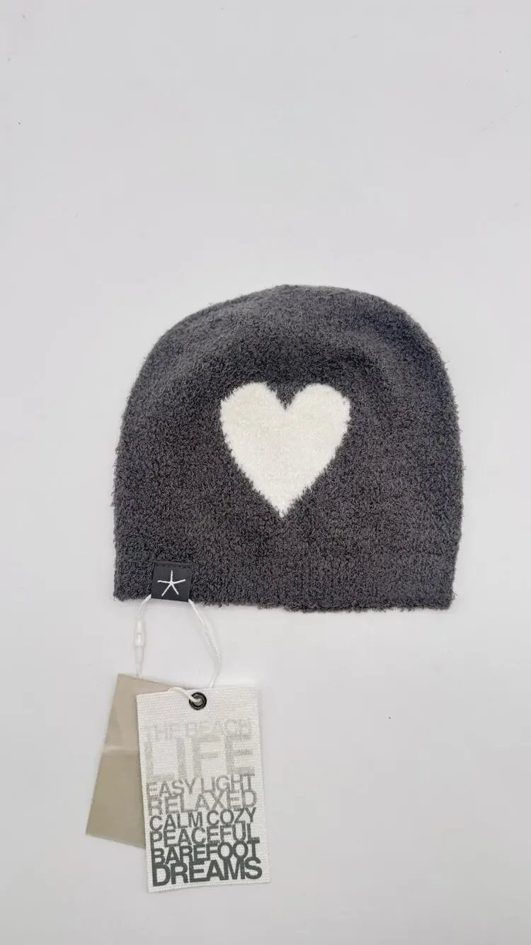 Barefoot Dreams Baby Heart Beanie Grey Os